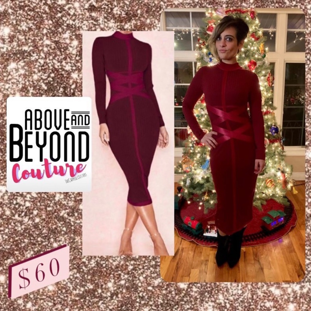 Burgundy bodycon midi dress